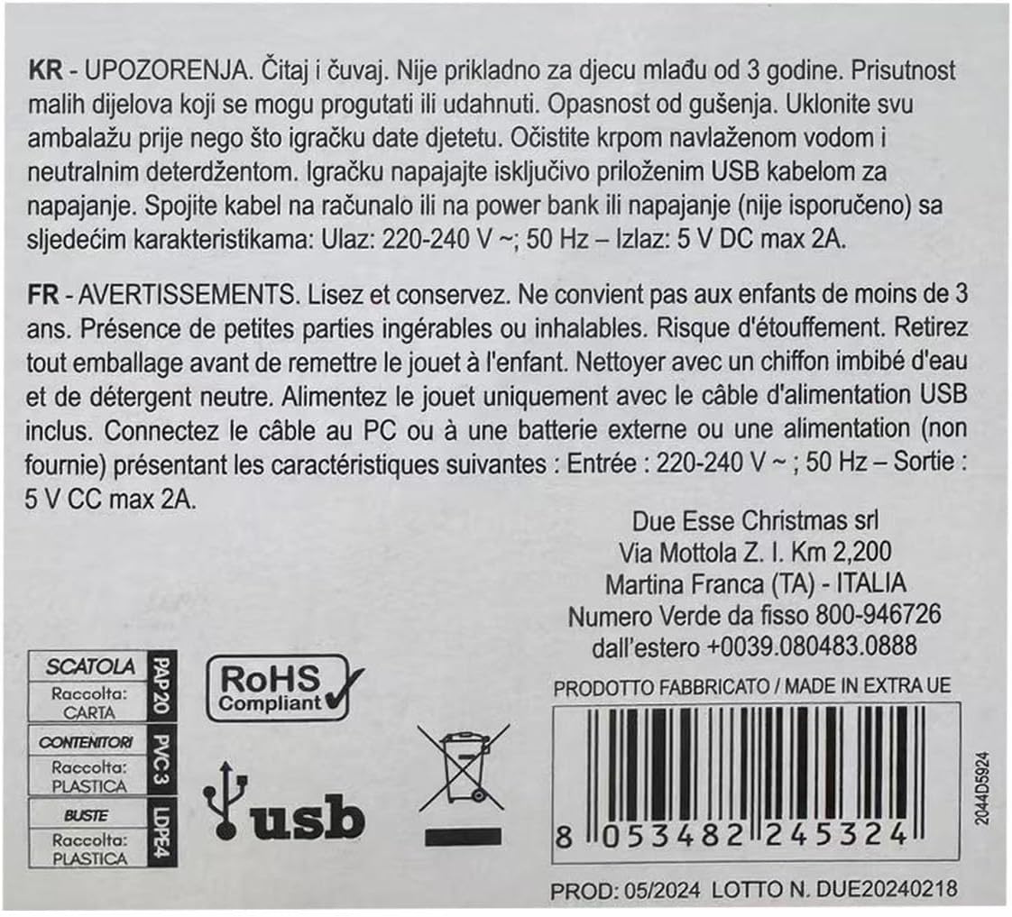 Puntale Albero di Natale con Mongolfiera – Decorazione con Movimento, Luce e Musica, Alimentazione USB, Effetto Rotante per Albero di Natale 245324
