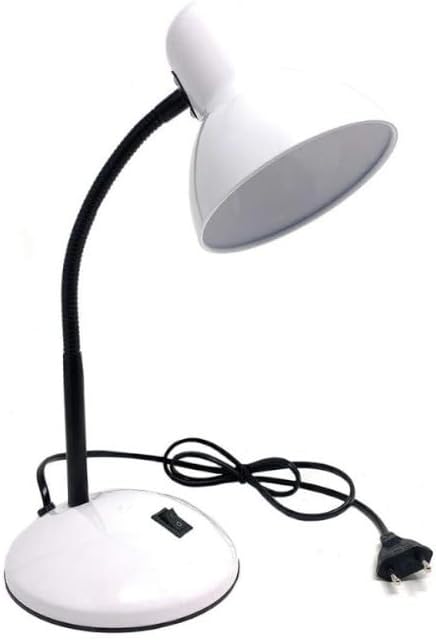 Lampada da Tavolo con Flessibile, Attacco E27, Metallo, Interruttore, Base Stabile – Lampada Scrivania Moderna per Studio, Ufficio, Cameretta D22