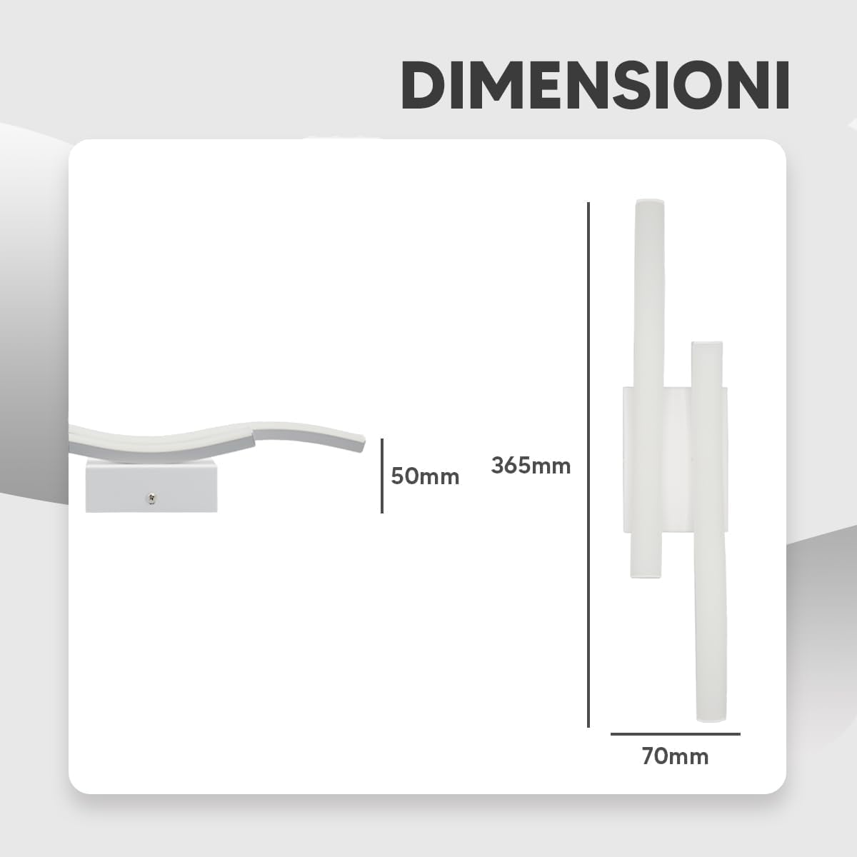 Applique LED da Muro 10W Moderna, Lampada da Parete Bianca Slim Rettangolare, 3000K-6500K, Illuminazione da Interno per Camera da Letto, Corridoio, Soggiorno E26-3C