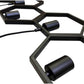 Lampadario Moderno a Sospensione in Ferro verniciato finish opaco 5 Attacchi per Lampadine 5xE27, Potenza max 1x60W 92x30 cm lunghezza filo 140 cm (Nero 5 Esagoni) LP-89N