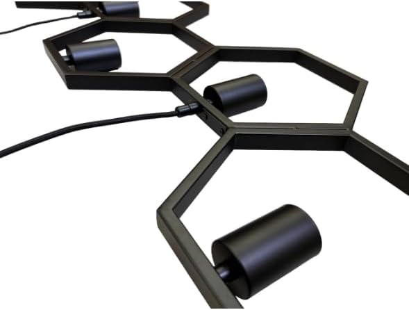 Lampadario Moderno a Sospensione in Ferro verniciato finish opaco 5 Attacchi per Lampadine 5xE27, Potenza max 1x60W 92x30 cm lunghezza filo 140 cm (Nero 5 Esagoni) LP-89N