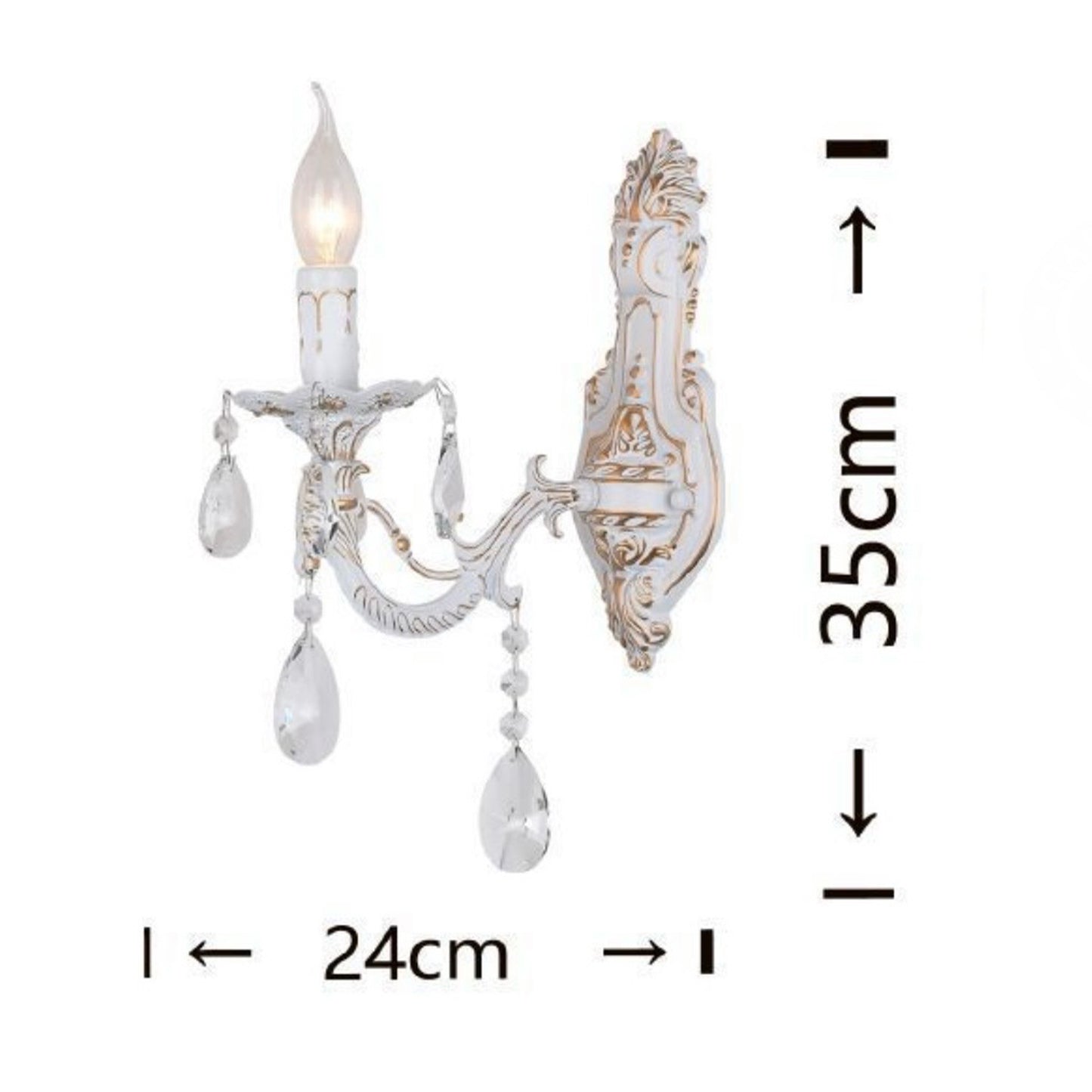 Applique da Parete Classica in Cristallo E14, Lampada da Muro Elegante con Pendenti in Vetro per Camera da Letto e Soggiorno, Stile Classico Europeo – E01-1