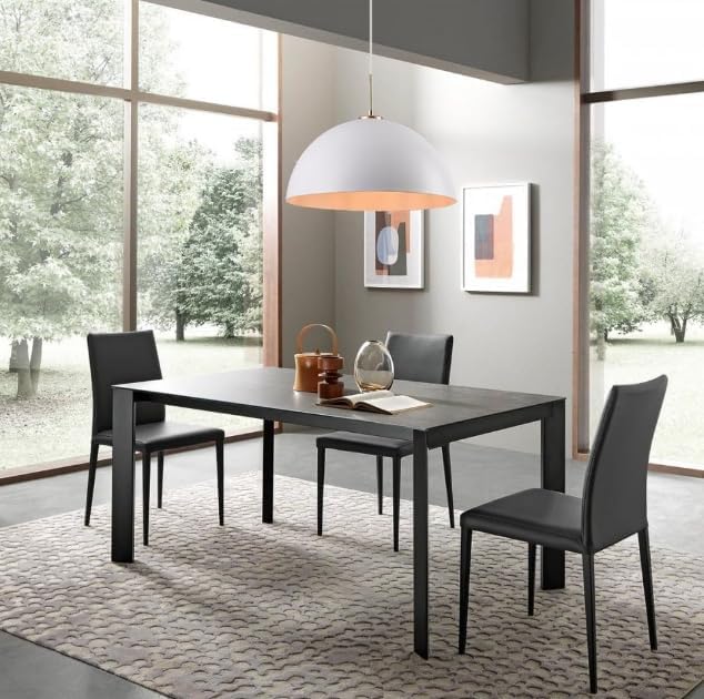 Lampadario a sospensione stile contemporaneo in metallo pendente con attacco E27 luce tavolo cucina ristorante di colore nero o bianco B92