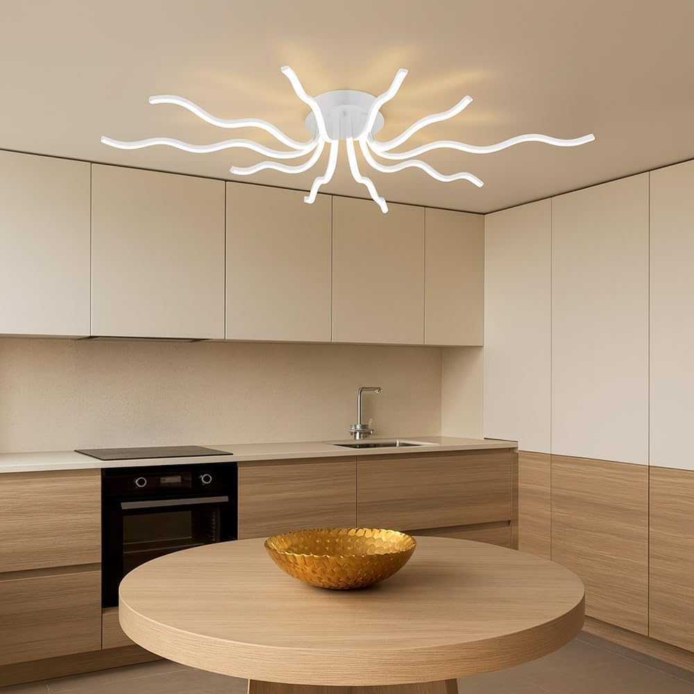 Plafoniera LED 56W Moderna a Soffitto, Luce CCT 3000K-4000K-6500K Selezionabile, Design Creativo Bianco, Lampada da Soffitto per Soggiorno Camera da Letto, PN-35B3C
