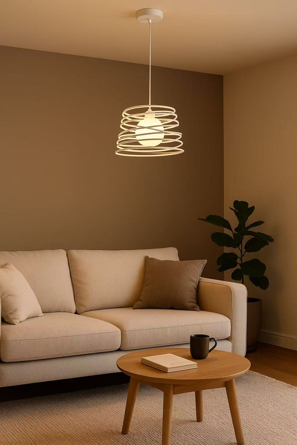 Lampadario a Sospensione E27 Moderno, Lampada a Soffitto Design Industriale in Metallo per Cucina Isola Tavolo da Pranzo, Stile Minimal con Paralume a Spirale, No Lampadina A08
