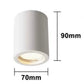 Portafaretto in Gesso GU10 da Soffitto – Faretto Cilindrico Bianco Verniciabile, Ø70x90mm, Incasso/Plafone, Design Moderno, IP20 GS-C90-T