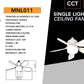 Ventilatore da Soffitto con Luce LED E27 19W, Mini Lampadario con Ventola Silenziosa, CCT 3000K-6500K, Telecomando Incluso, per Camera da Letto e Soggiorno – MNL011