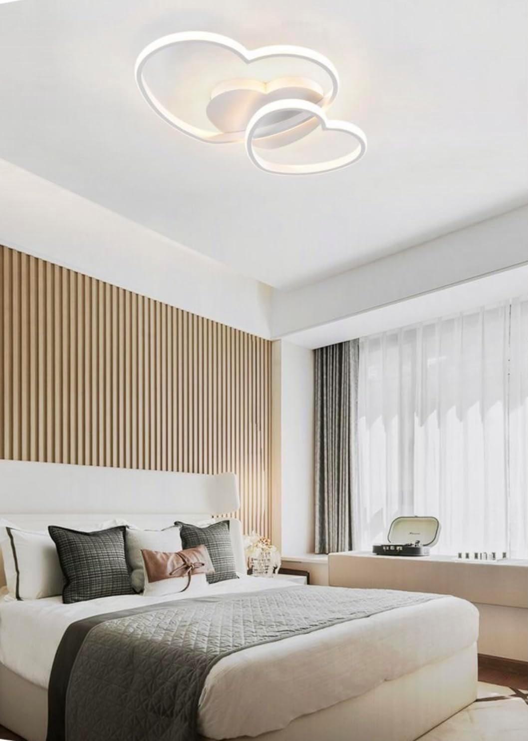 TEKHOME Lampadario da Soffitto LED 33W, CCT 3000K-6500K, 3 Colori Selezionabili, Bianco Opaco, Plafoniera Moderna in Alluminio per Interni, IP20 PN-05 b3c