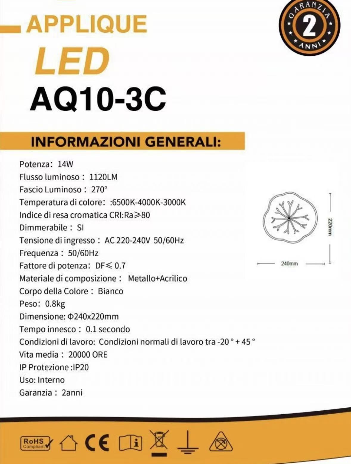TEKHOME Applique da Parete LED 14W Forma Albero Bianco, Lampada da Muro Moderna 3000K-6500K CCT, Illuminazione Decorativa Interna Camera da Letto e Soggiorno AQ10-3C