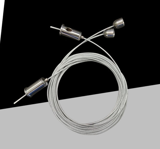 Kit Sospensione per Pannello LED, 5 Set da 2 Fili in Acciaio da 3 Metri, Totale 10 Cavi, Colore Argentato, Accessori per Montaggio a Sospensione di Pannelli LED, FL-3M