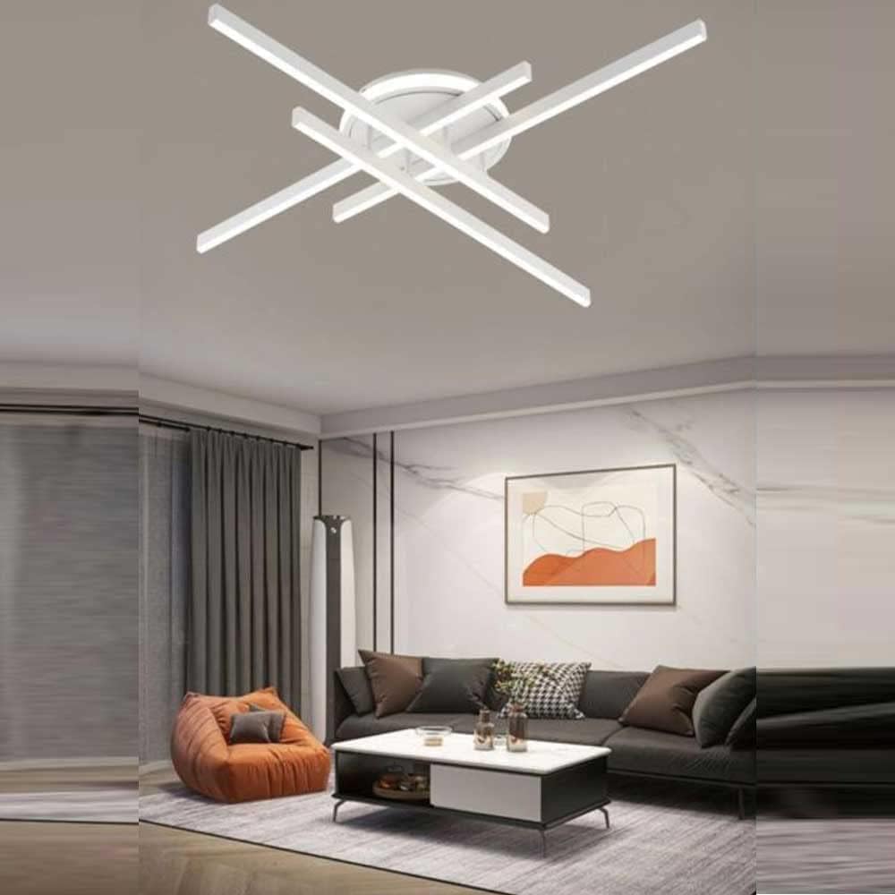 TEKHOME Lampadario da Soffitto LED 45W, CCT 3000K-6500K, 3 Colori Selezionabili, Corpo in Alluminio Bianco Sabbia/Nero, Plafoniera Rotonda Moderna per Interni, IP20 PN-21B3C