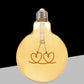 Lampadine LED Decorative E27 G125 Heart, Confezione da 5 Pezzi, 4W 2500K, 320LM, Globo XL Ø125mm, Vetro Ambrato, Design con Filamento a Cuore, Luce Extra Calda, 360°,G125-HEART