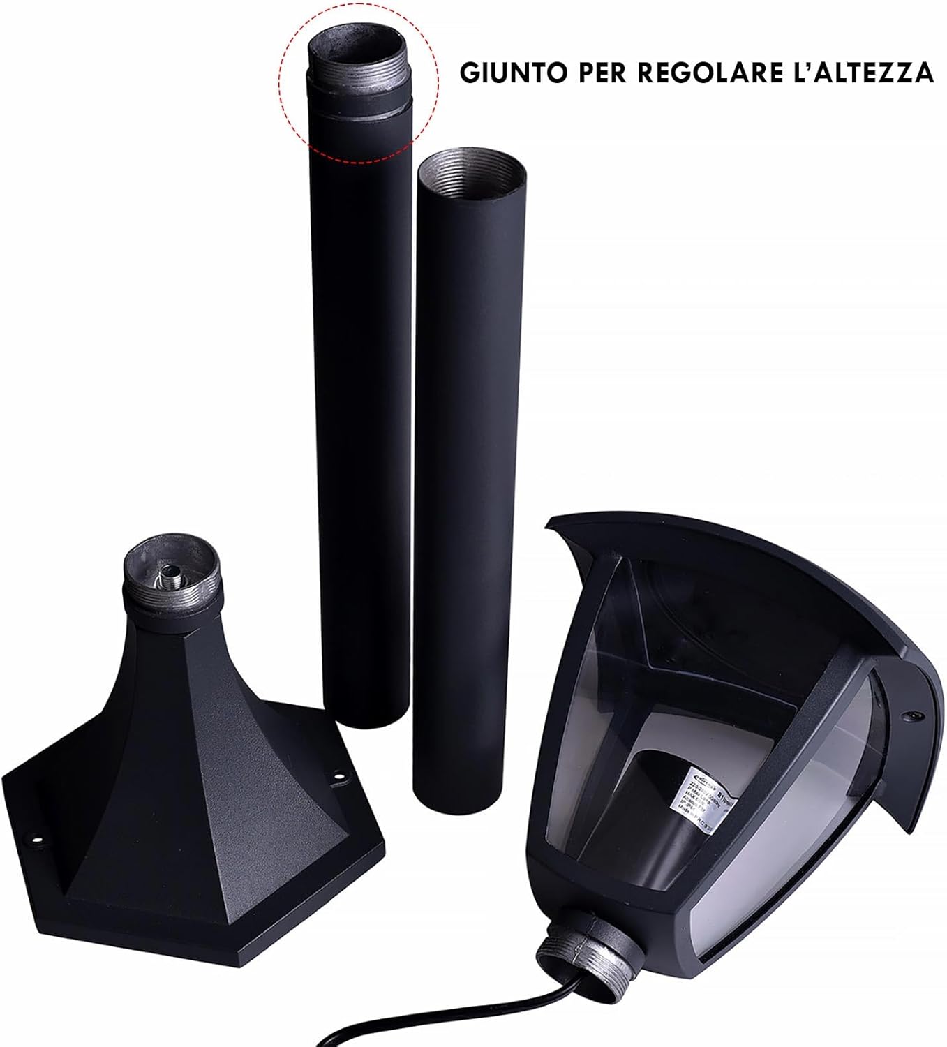 Lampione da Giardino da Esterno IP44, Attacco E27, Palo da 86cm in Alluminio, Bianco/Grigio Scuro 819PB-B860