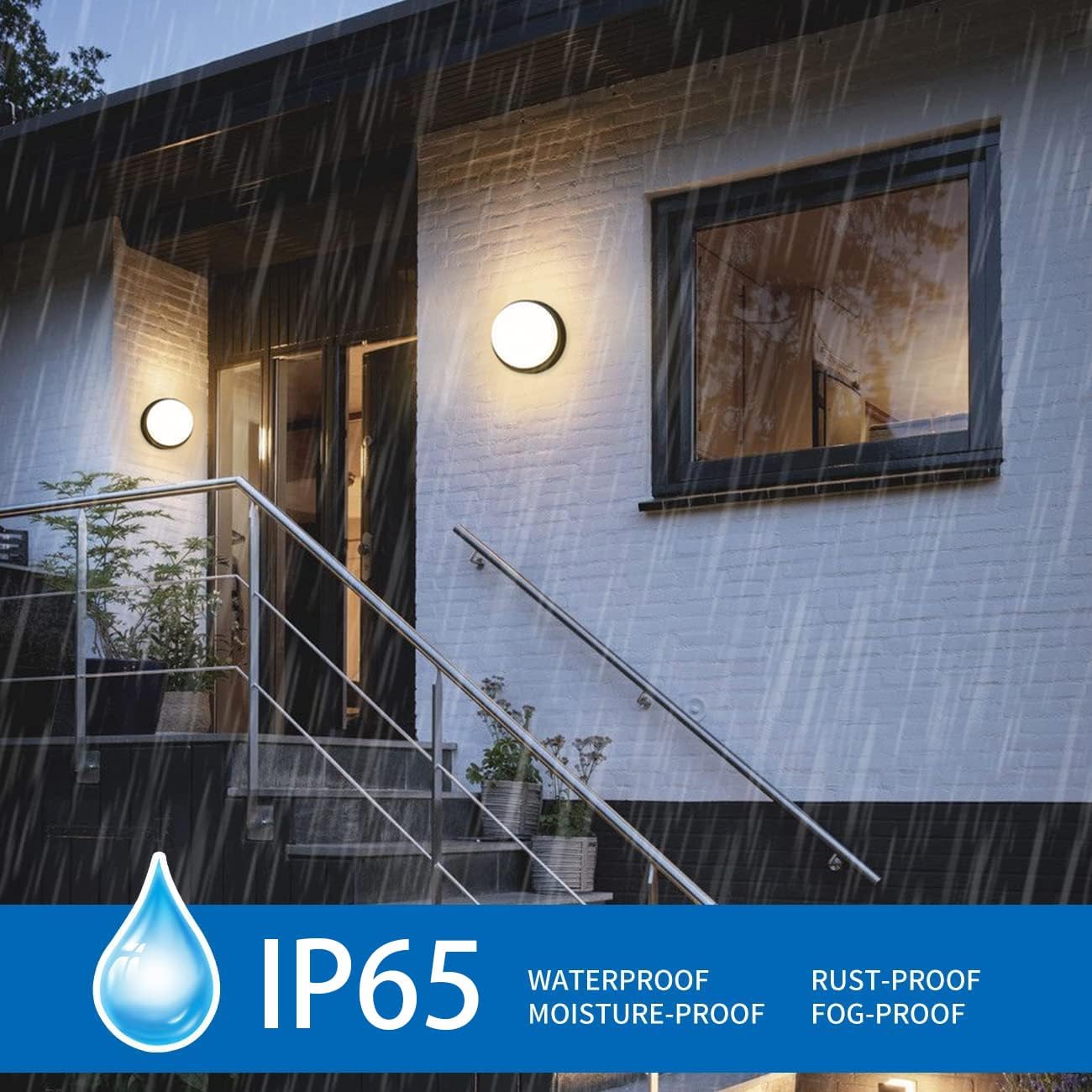 Plafoniera LED 23W IP65 CCT 3000K-4000K-6500K, Lampada LED da Soffitto Rotonda Impermeabile 3450LM in ABS+PC, per Bagno, Corridoio, Garage e Esterno – Bianco/Nero  XG-909