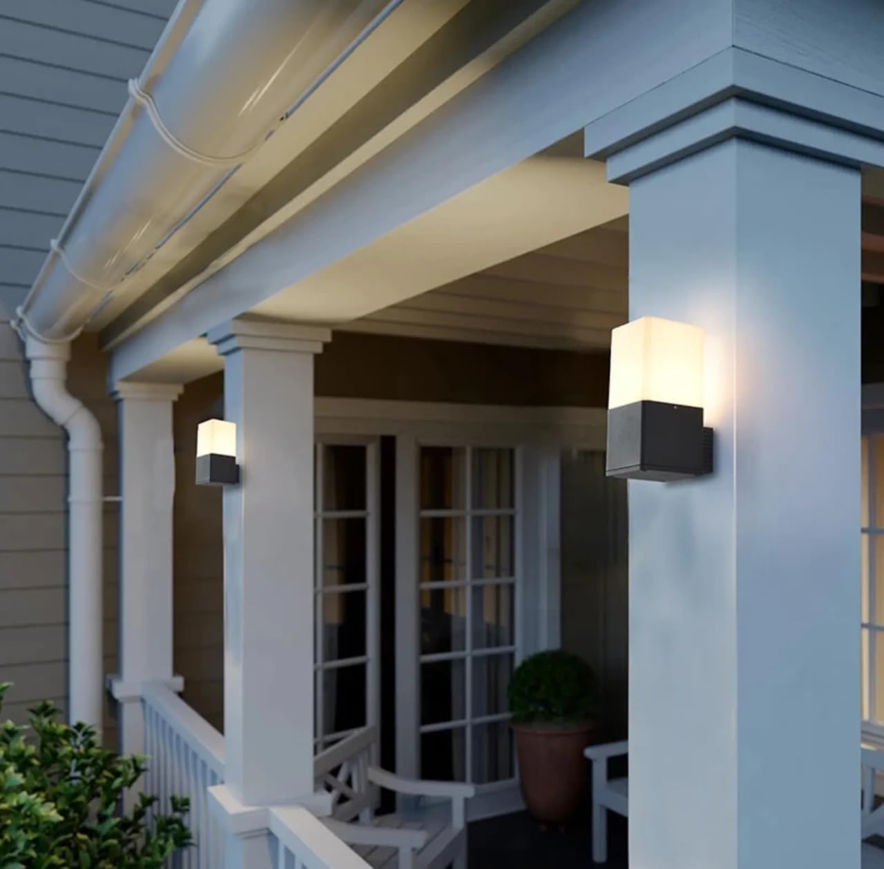 Applique da Esterno E27 IP44, Lampada da Parete Moderna in Alluminio e Acrilico, Attacco E27 (Lampadina non inclusa), Colore Bianco o Nero, per Facciata, Balcone e Giardino B160