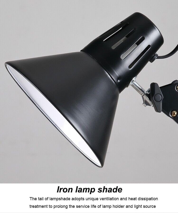 Lampada da Scrivania Orientabile E27 in Metallo – Lampada da Tavolo Moderna con Braccio Regolabile, Base Stabile, per Studio, Ufficio, Cameretta D11