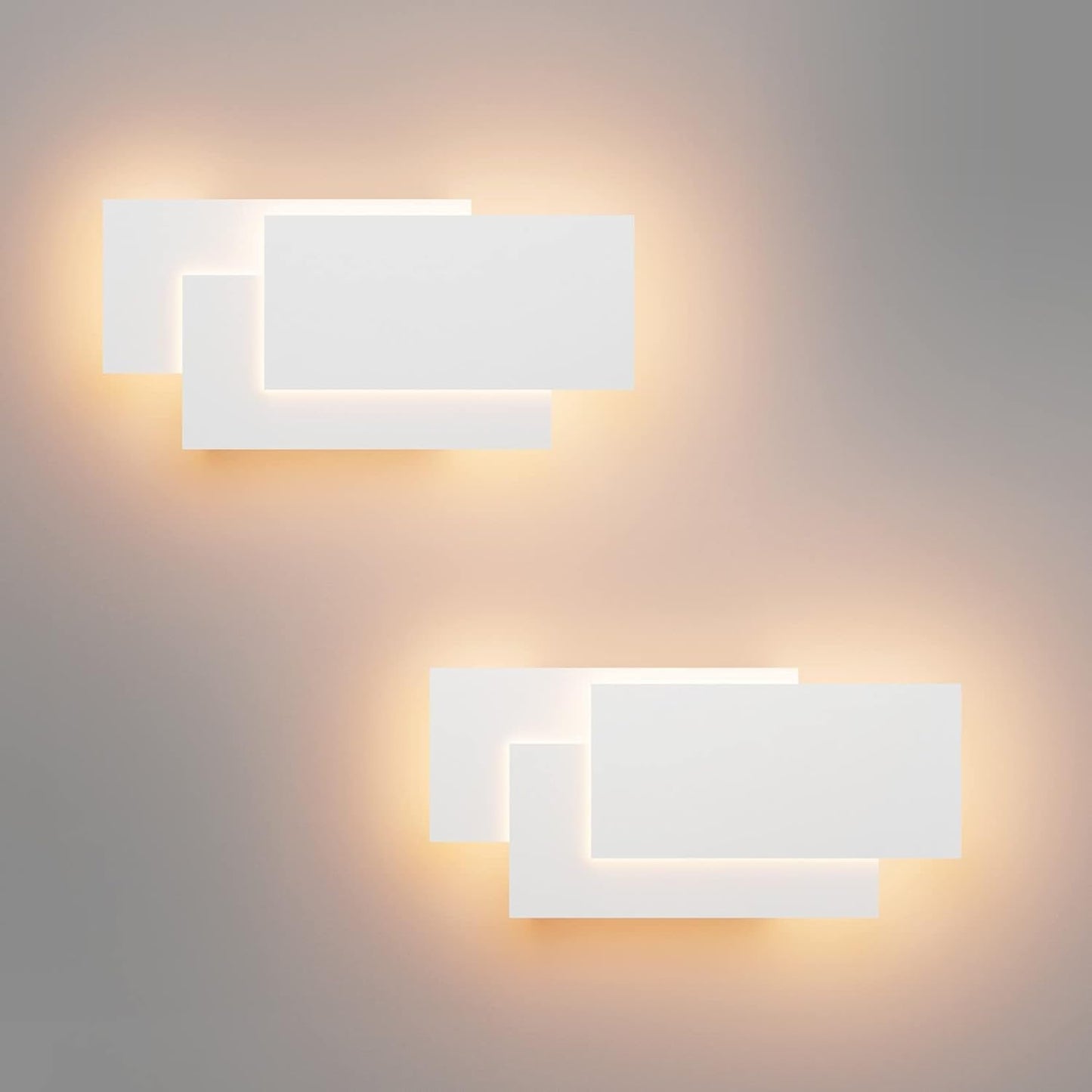 TEKHOME Applique da Muro LED 12W Rettangolare Bianca, Lampada da Parete Moderna in Ferro e Acrilico, 3000K-6500K Regolabile, Design Decorativo per Camera da Letto Soggiorno Corridoio E41-B3C