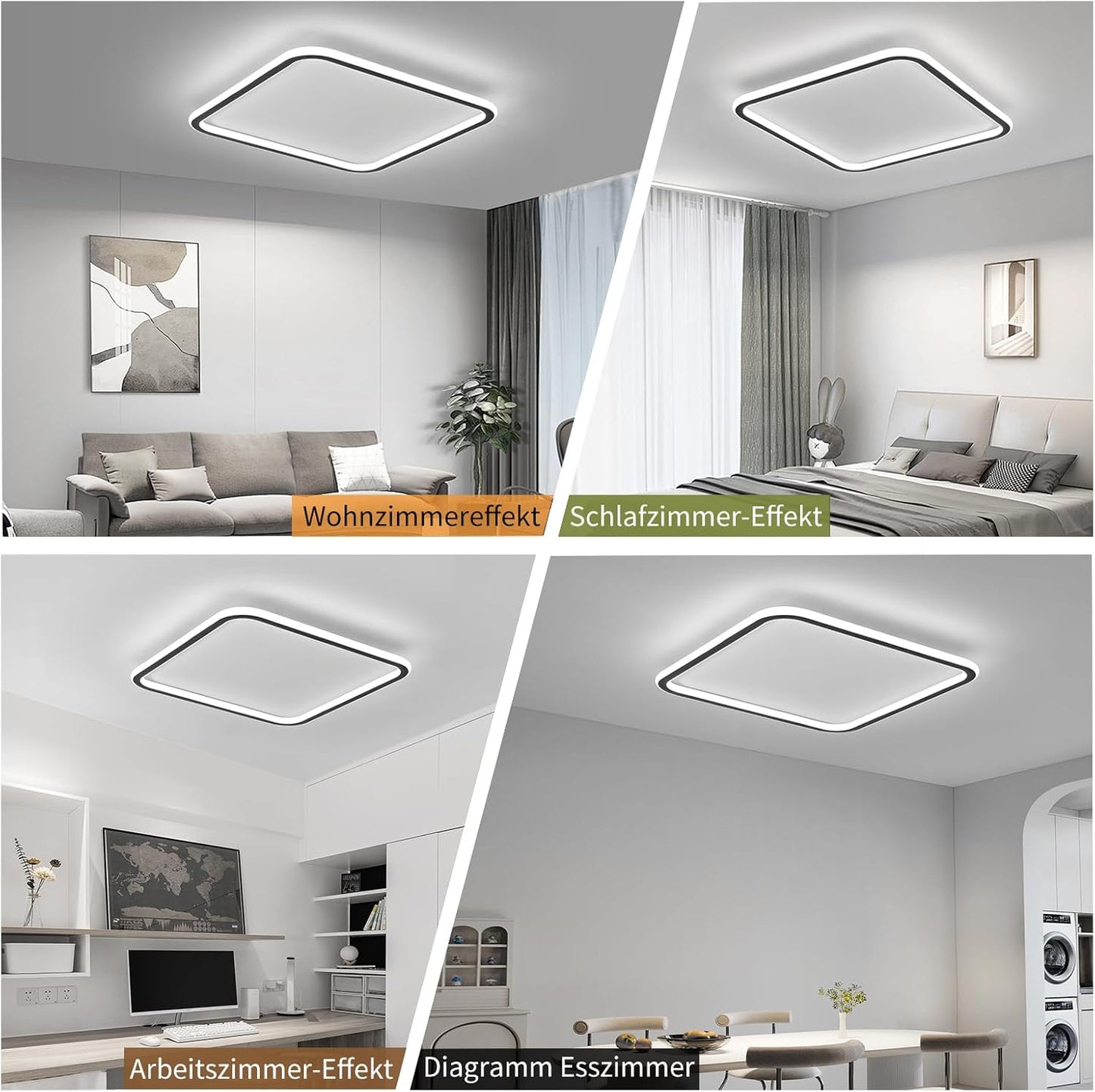 TEKHOME Lampada da soffitto a LED, diametro 50 cm, quadrata, moderna, 3COLORE 4000LM, acrilico, per camera da letto, cucina, sala da pranzo, illuminazione a LED a risparmio C12-3C