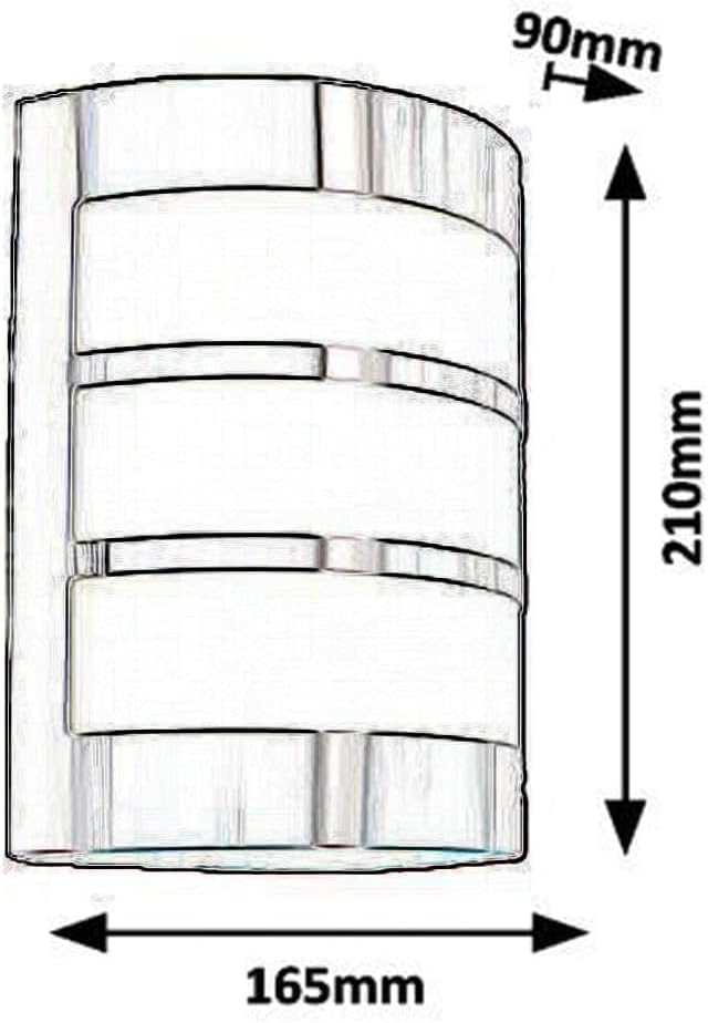 Applique da Esterno E27 IP44, Lampada da Parete Moderna in Acciaio Inossidabile e PC, Design Curvo, Attacco E27 (Lampadina non inclusa), per Facciata, Balcone e Giardino S250-A