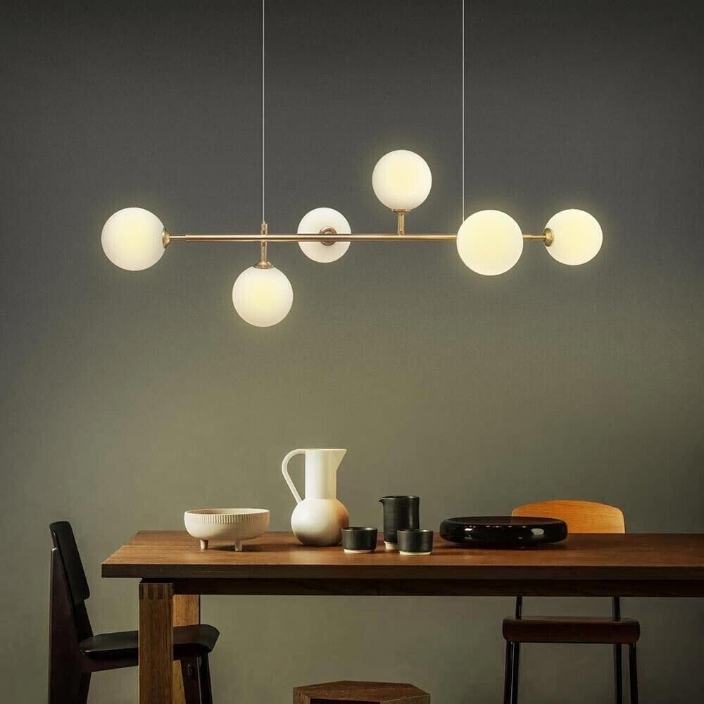 Lampadario a sospensione 6 sfere colore bianco attacco g9 moderno B88