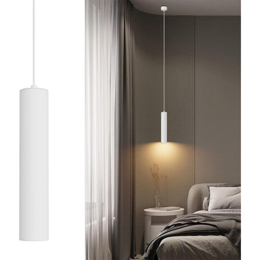 Lampada a Sospensione Cilindro Moderne GU10, Lampadario a Sospensione Alluminio per Soggiorno Camera da Letto Cucina Comodino, portata max 35W, misura 30cm, Bianco/NERO  SP-01
