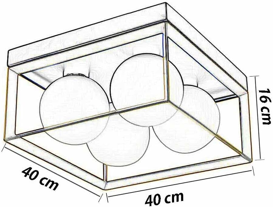 TEKHOME Plafoniera da soffitto minimalista lampada in metallo nero bronzo con 4 sfere in vetro per camera da letto G9 C76-4