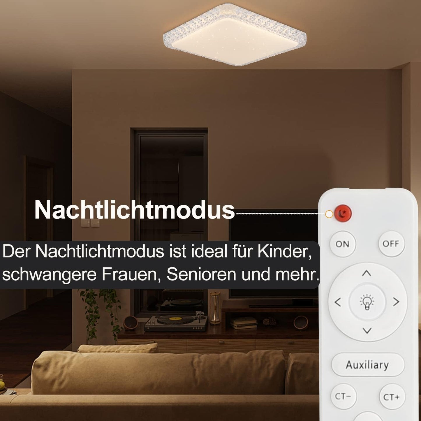 TEKHOME Plafoniera LED da Soffitto 48W Dimmerabile, Forma Quadrata, 3 Colori Selezionabili 3000K-4000K-6500K, Protezione Sovratensione, per Camera Soggiorno Cucina, Bianca C29