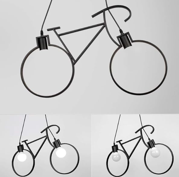 lampadario pendente bike LED lampada a sospensione bicicletta arredamento moderno doppio portalampada attacco E27 luci intercambiabili  A10