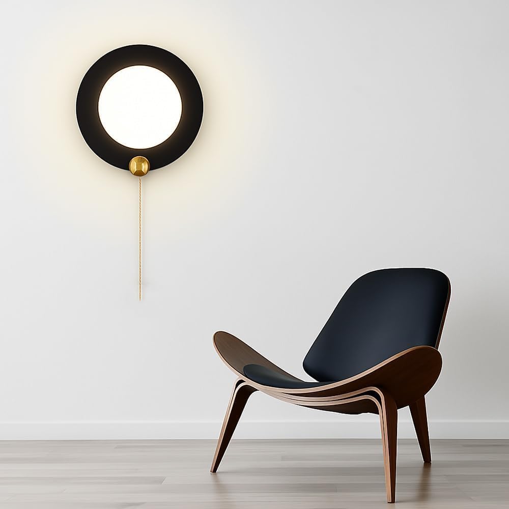 Applique da parete LED 10W con luce regolabile 3000K-6500K, design moderno rotondo in metallo e acrilico bianco-nero, lampada da muro per soggiorno, camera da letto e corridoio, IP20 AQ20-3C