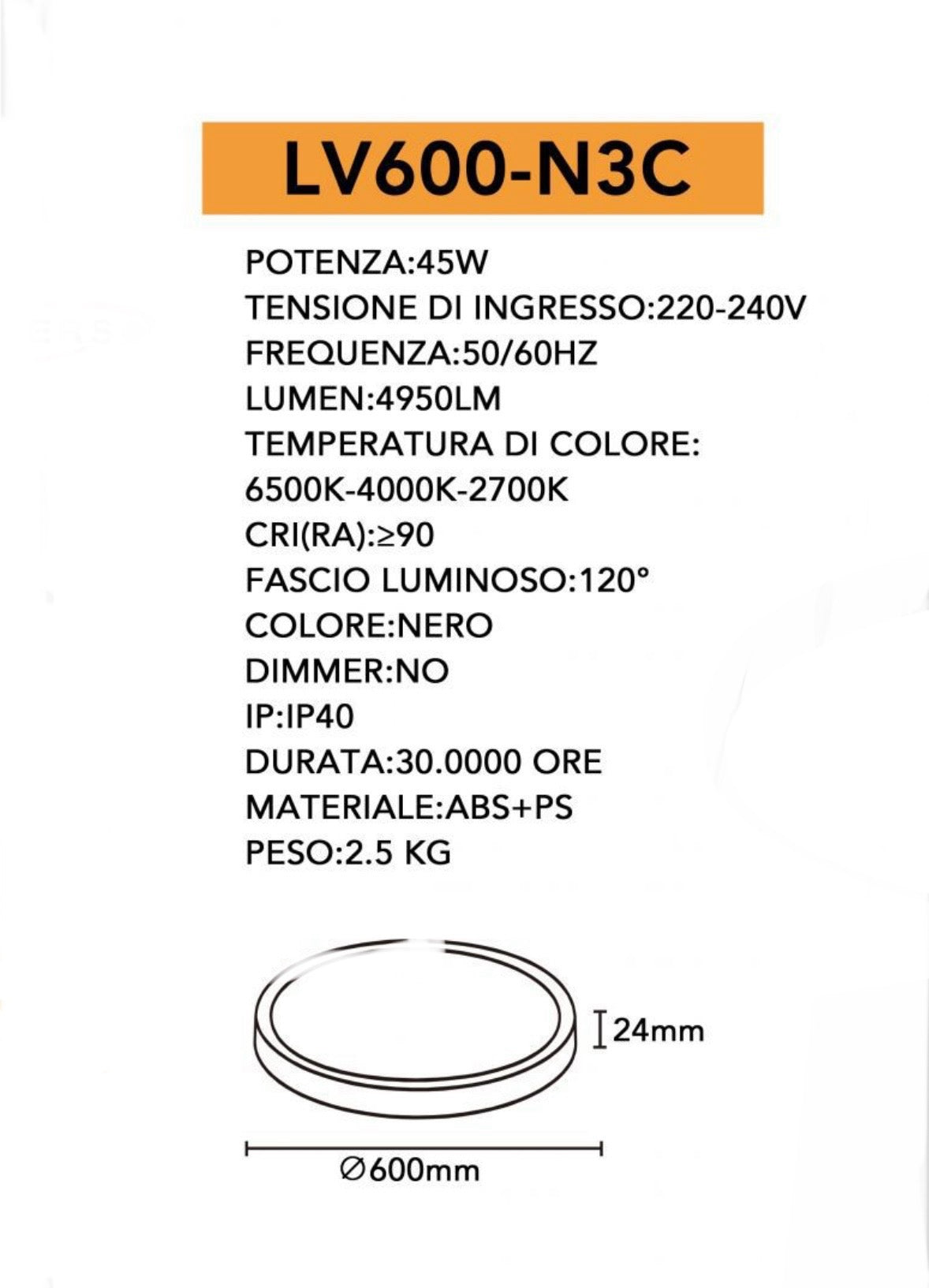 TEKHOME Plafoniera LED Soffitto 36/45W,3colore 3600/4950LM IP40 Impermeabile Rotonda Ø48/60CM Lampadario LED Moderna Luce Soffitto per Cameretta, Cucina, Soggiorno, Balcone -LV