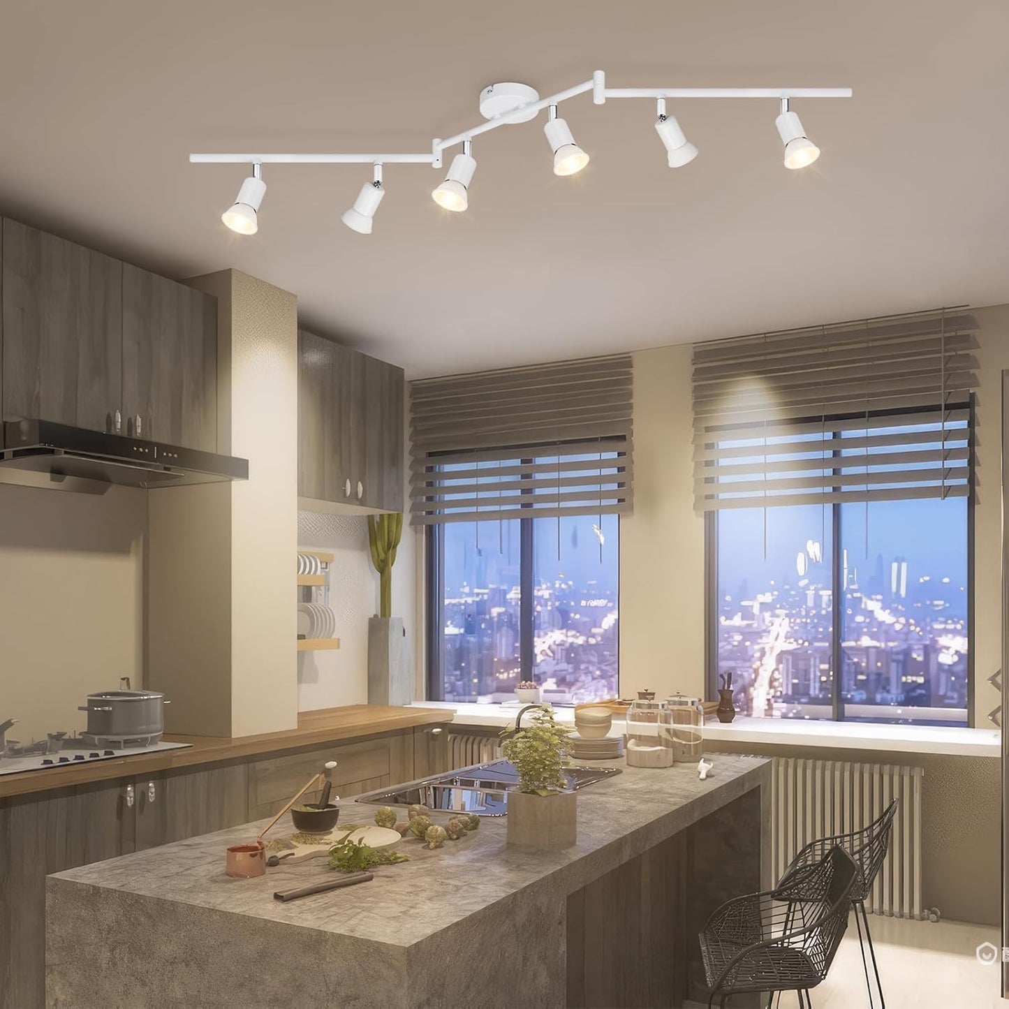 Plafoniera a Soffitto con Faretti Orientabili GU10 in Metallo, Lampada da Interno Moderna per Soggiorno Cucina Corridoio, Attacco GU10 – PN-17B