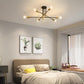 Plafoniera Moderna a Soffitto E27, Lampadario 6 Luci in Metallo Nero e Ottone, Stile Industriale per Soggiorno Cucina Camera da Letto – Attacco E27 (Lampadina Non Inclusa) PN-14