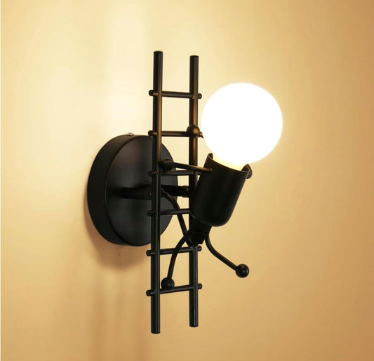 TEKHOME Applique da Muro Design Moderno 1XE27 in Metallo Nero/Bianco – Lampada da Parete Decorativa con Paralume a Gabbia, Ideale per Camera da Letto, Soggiorno, Corridoio AQ49