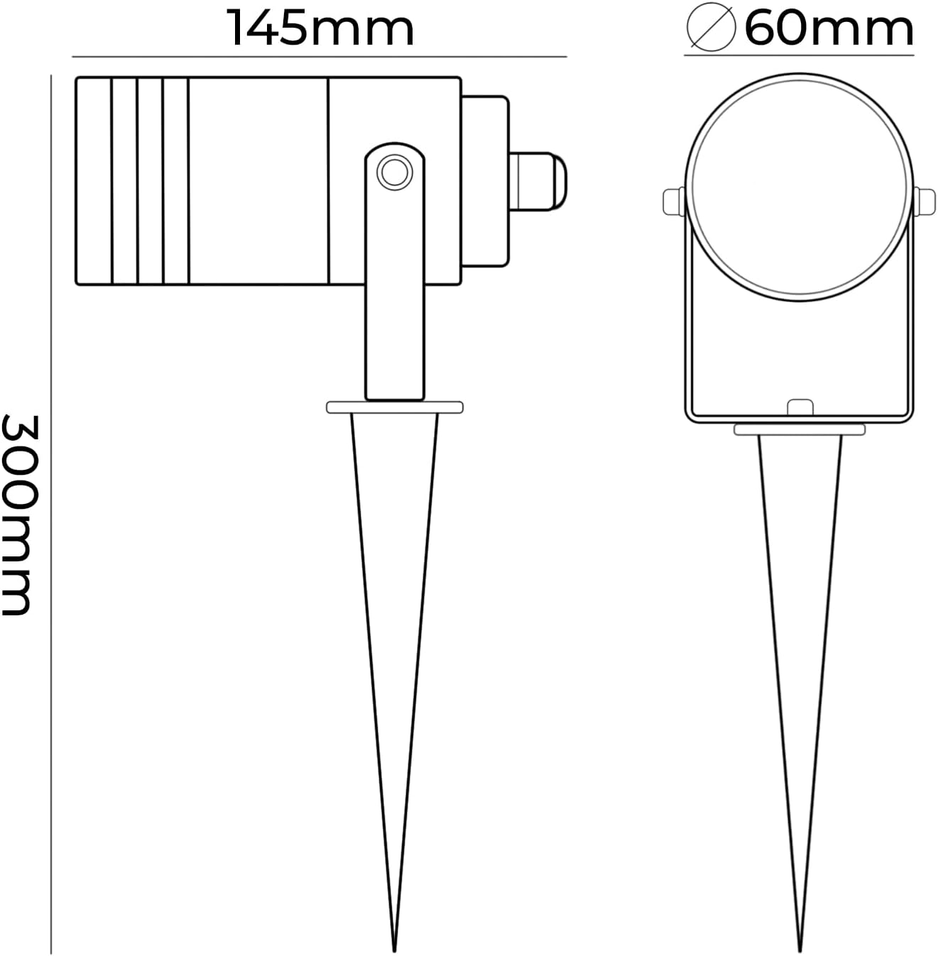 Faretto da Giardino con Picchetto GU10, IP65 Impermeabile, Orientabile, Corpo in Alluminio, Spot da Esterno per Giardino/Siepi/Vialetti – Attacco GU10 (Lampadina Non Inclusa) 837WA-B80-G