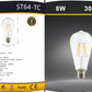 Lampadine LED E27 ST64 8W, Confezione da 5 Pezzi, 880LM, 2600K/3000K, Lampadina in Vetro Trasparente o Ambrato, Illuminazione a 360°, Basso Consumo Energetico, Non Dimmerabile, Modello ST64