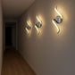 TEKHOME Applique LED da Parete 9W E58-A3C, Argento, Dimmerabile, 3 Colori Selezionabili 3000K-4000K-6500K, Design Moderno a Onde per Camera, Soggiorno e Corridoio