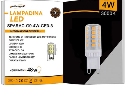 Lampadine LED G9 4W 480LM 10 Pezzi 220-240V SPARAC-G9-4W-CE3