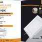 Faretto LED da Incasso Quadrato 9W 780LM, 3 Colori Selezionabili 3000K 4000K 6500K, Pannello LED 120x120mm, Foro 95x95mm, Fascio 120°, CRI≥80, 1 Pezzo, P-94E-Q3C