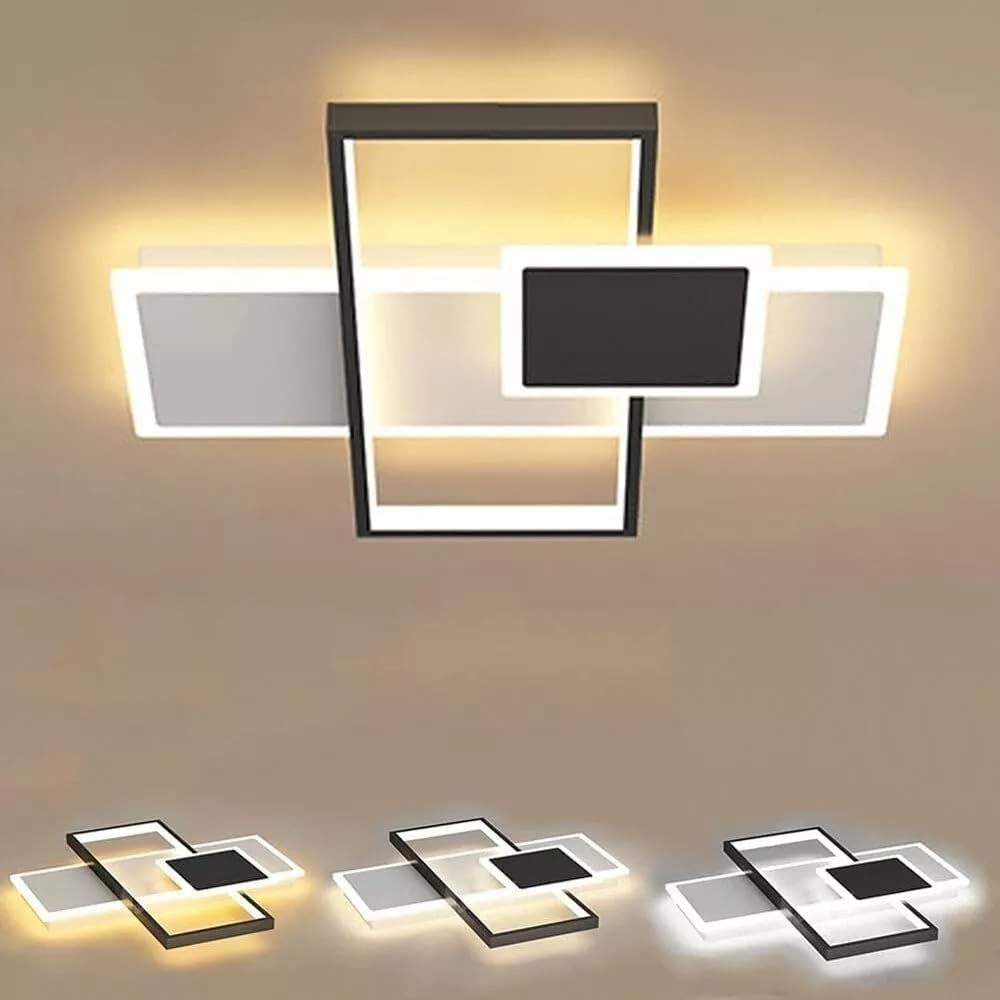 TEKHOME Plafoniera led 3 colori luce bianca calda naturale lampadario 46 w moderno c60