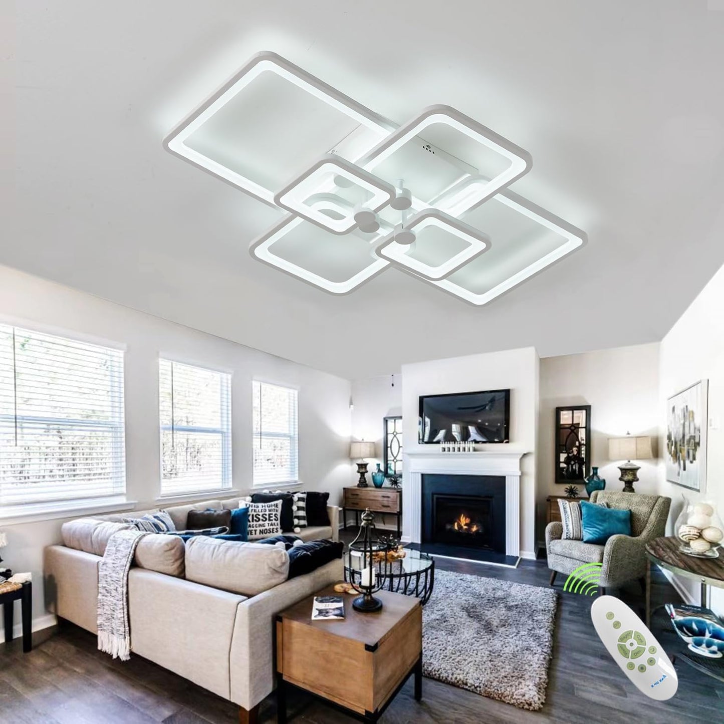 TEKHOME Plafoniera LED Soffitto, Lampada da Soffitto LED 3000K-6500K Plafoniera Soggiorno Moderna, Rettangolare Luce a soffitto da per Camera da Letto (80CM, White) C26-B3C