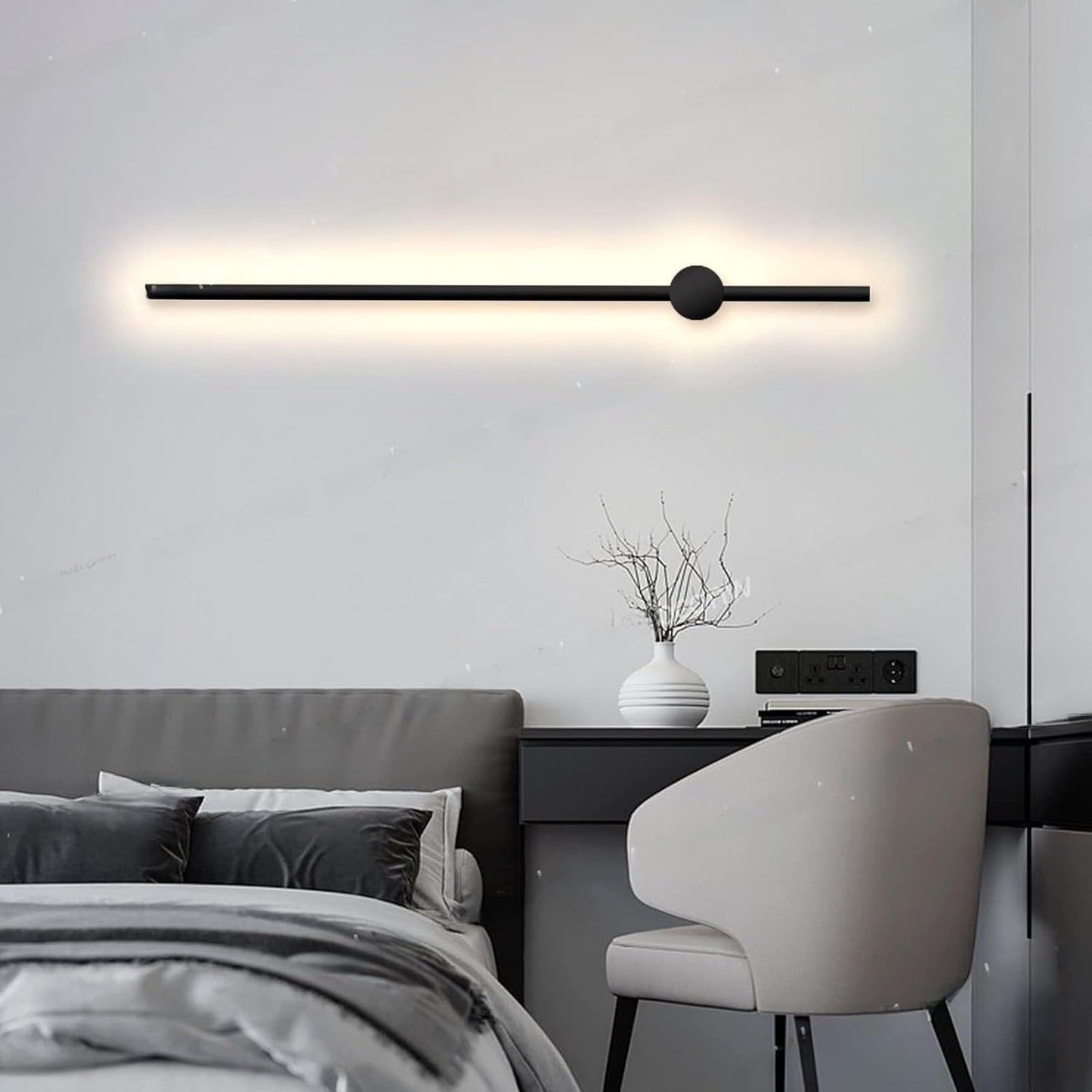 Applique LED 12W CCT 3000K-4000K-6500K, Lampada da Parete Moderna Interno, Luce Calda Naturale Fredda, IP20, Nero/Bianco AQ22