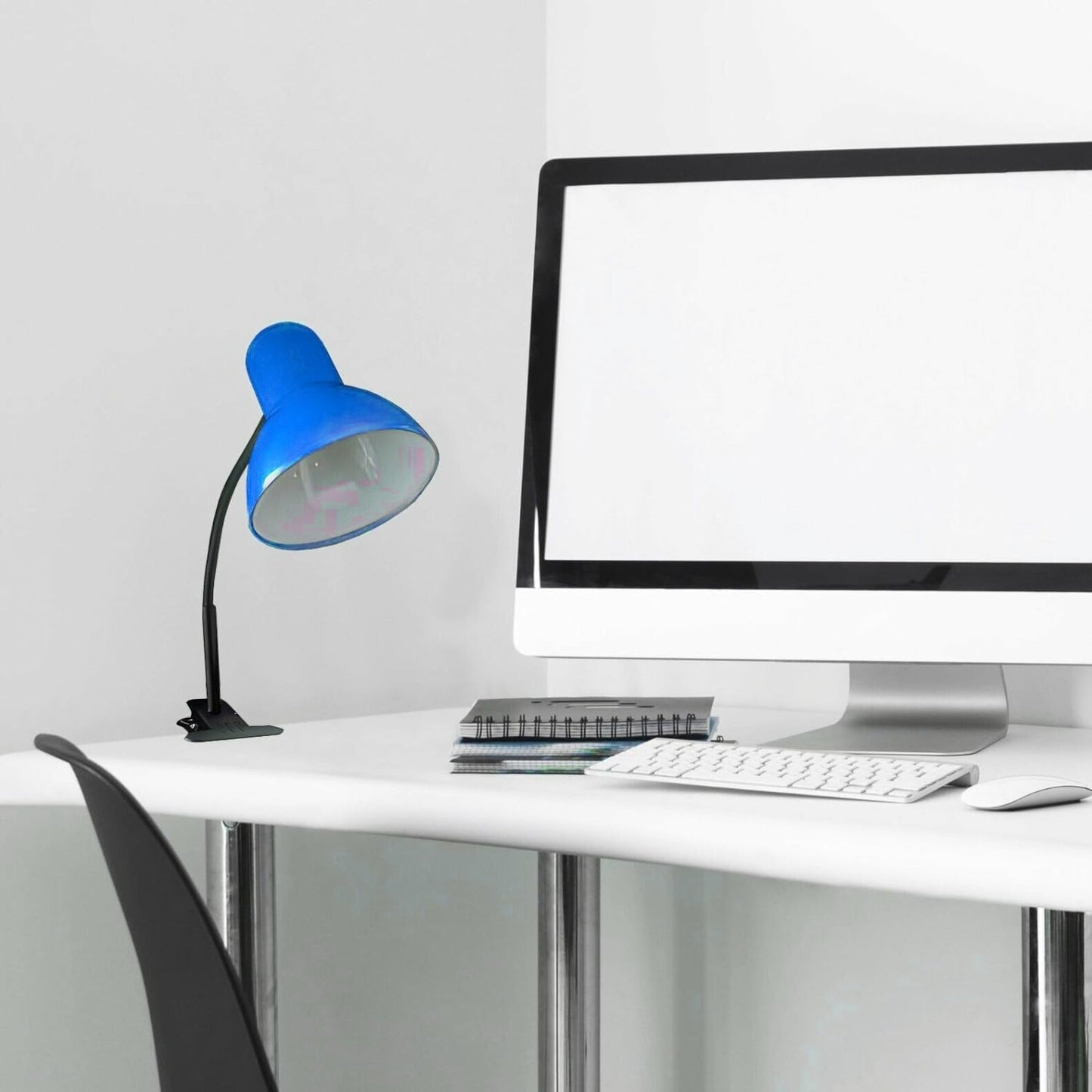 Lampada da Tavolo con Pinza – Attacco E27, Braccio Flessibile 40 cm, Metallo, Luce Direzionabile, Max 60W – Studio, Scrivania, Cameretta D21