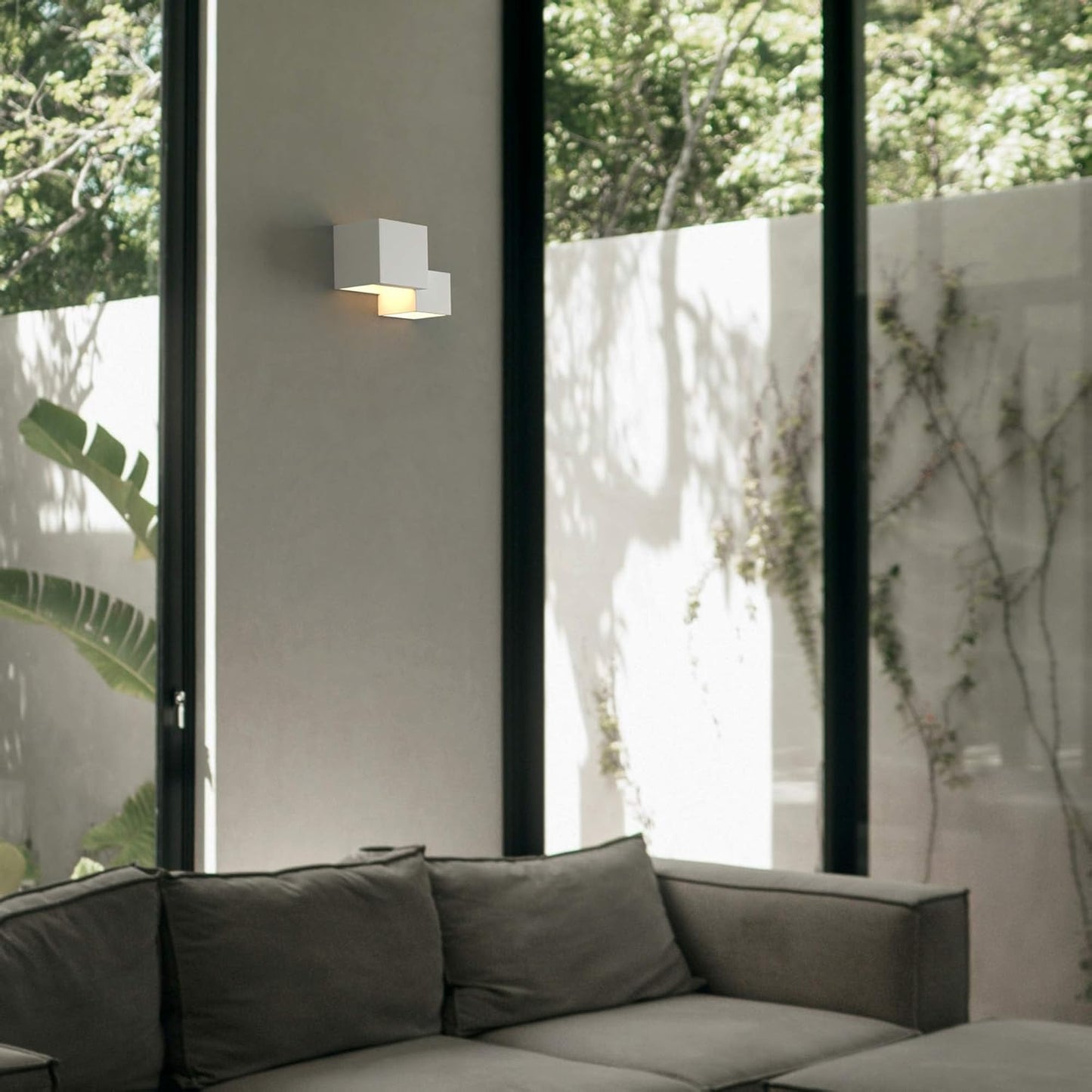 TEKHONE Applique da Parete in Gesso Bianco 2xG9 | Lampada da Muro Moderna Verniciabile | Illuminazione Decorativa per Soggiorno Camera Corridoio – GS-E74