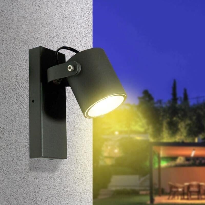 Applique da Esterno GU10 IP44, Faretto da Parete Orientabile in Alluminio e Vetro, Attacco GU10 (Lampadina no), Impermeabile per Giardino, Balcone e Facciata - Bianco/Grigio Scuro B172