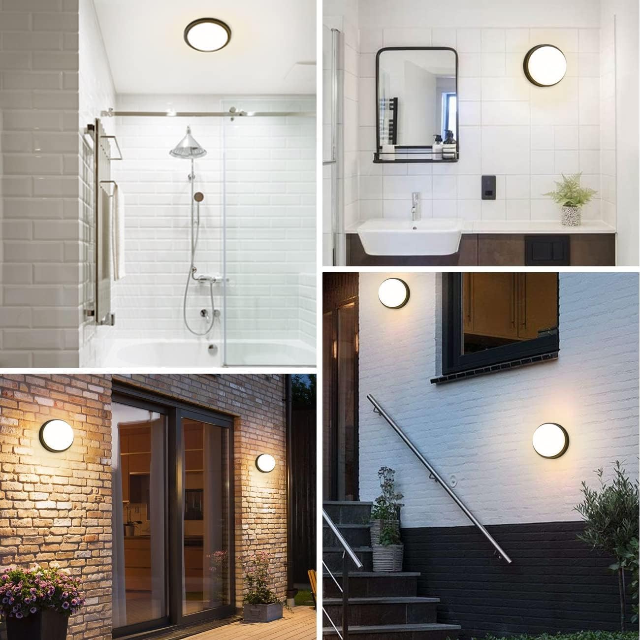 Plafoniera LED 23W IP65 CCT 3000K-4000K-6500K, Lampada LED da Soffitto Rotonda Impermeabile 3450LM in ABS+PC, per Bagno, Corridoio, Garage e Esterno – Bianco/Nero  XG-909