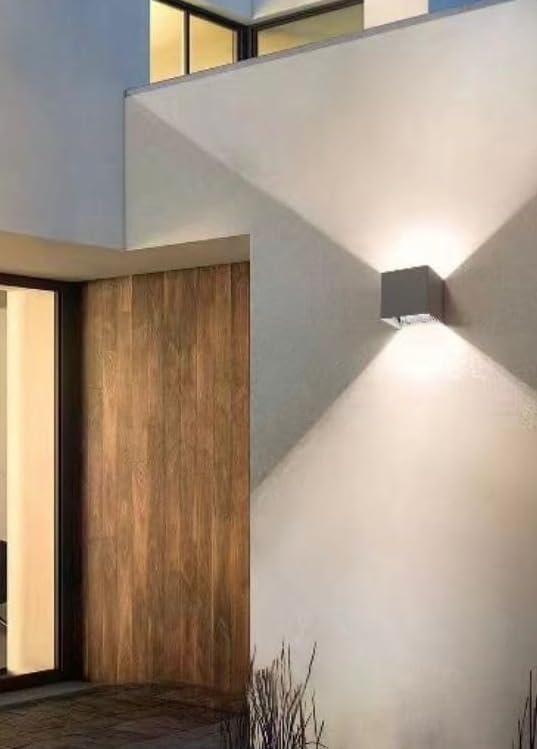 Applique da Esterno LED 22W IP65 – Lampada da Parete Moderna Up&Down Regolabile, Alluminio, 2000 Lumen, Bianco/Nero/Grigio, Luce 3000K/4000K/6500K ES66