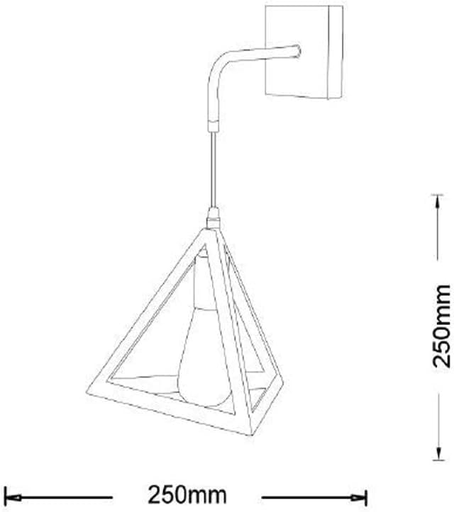 Applique da Muro E27 Ferro Battuto Design Geometrico Triangolare, 1xE27, Nero/Bianco, Vintage Industriale per Interni AQ54