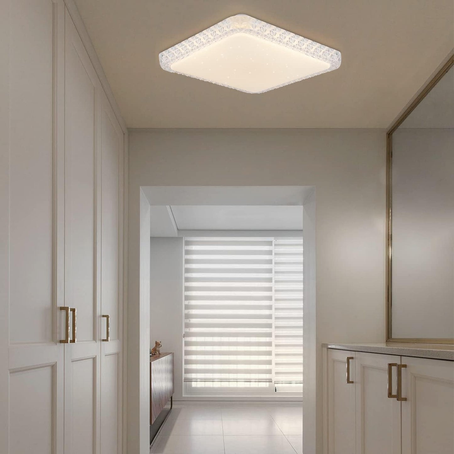 TEKHOME Plafoniera LED da Soffitto 48W Dimmerabile, Forma Quadrata, 3 Colori Selezionabili 3000K-4000K-6500K, Protezione Sovratensione, per Camera Soggiorno Cucina, Bianca C29