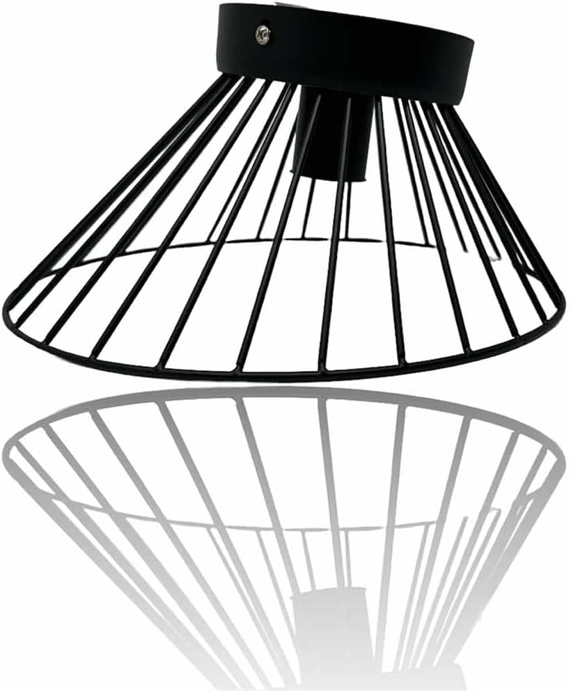 TEKHOME Plafoniera E27 a soffitto a forma di cesta, Max 60W, Corpo bianco in metallo, Interno, Modello C70