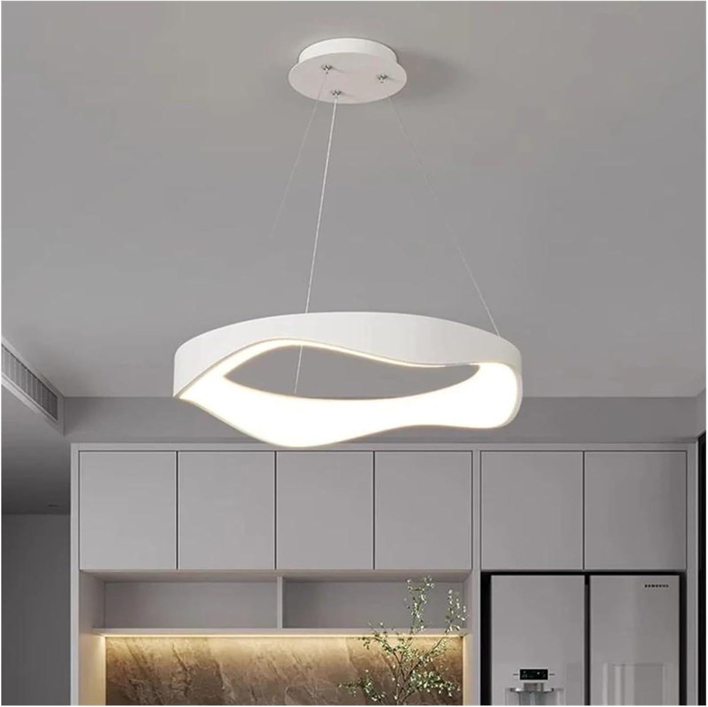 TEKHOME Lampadario plafoniera led a onda 38 w 3 colori luce bianca calda naturale A67 (BIANCO 3 COLORE)
